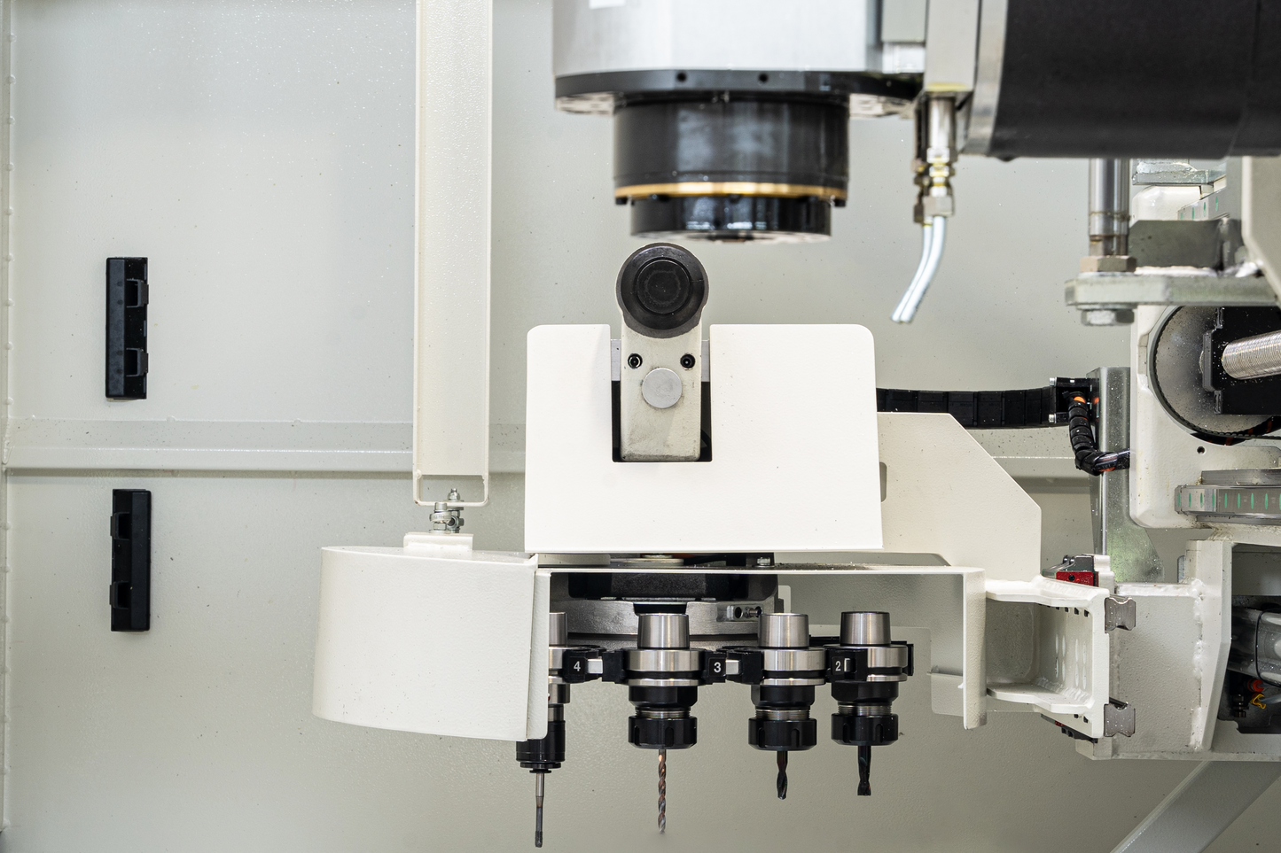 Close-up of the Bolero 4’s 12-position automatic tool changer system, designed for quick and efficient tool switching to enhance machining precision and productivity.