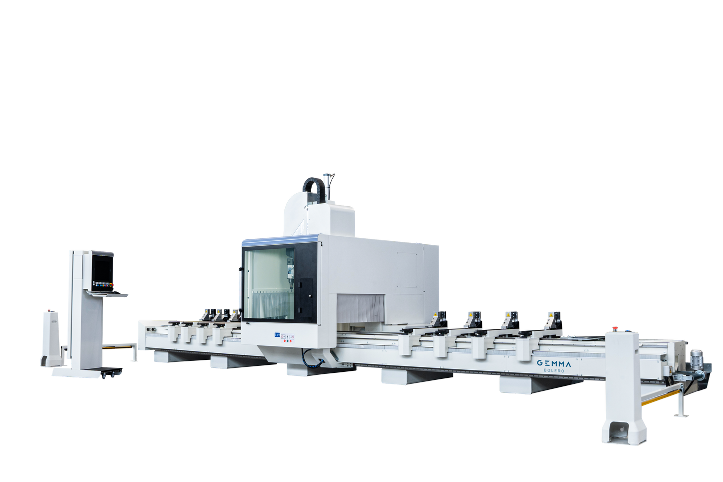 Front view of the Bolero 4 CNC machining center showcasing its robust steel structure and advanced design.