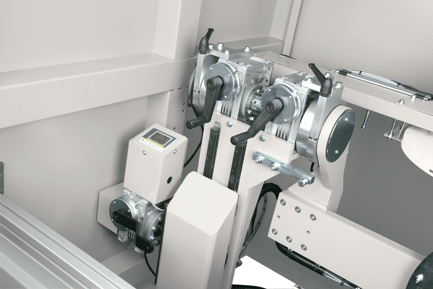 Interior view of the Magma End-Milling Machine featuring dual widia blades for high-precision milling of profiles.