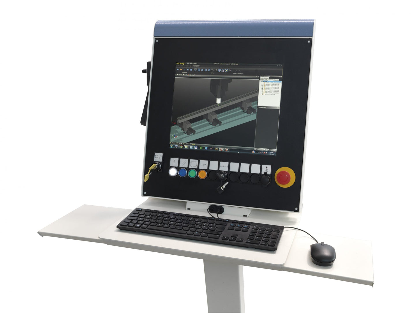 Rumba CNC machining center's industrial PC interface with user-friendly software, allowing precise control and real-time monitoring of machining operations.