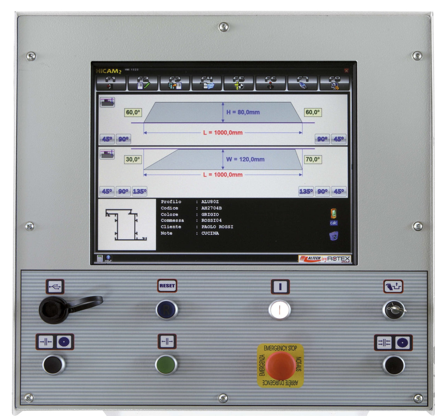 Close-up of the 17-inch touchscreen control panel on the Selecta Series, showcasing its user-friendly interface for machining programs.